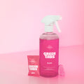 pink Glass Cleaner GreenTab in forever bottle infront of pink backdrop